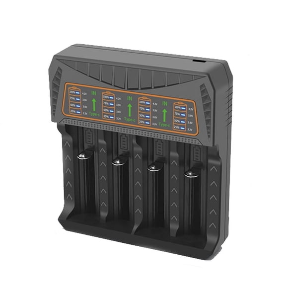 4 Bay Battery Charging Adapter for Rechargeable Batteries Compatibility with 18650 26650 21700