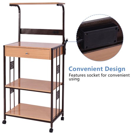59 Bakers Rack Microwave Stand Rolling Kitchen Storage Cart W Electric Outlet 59 Bakers Rack Microwave Stand Rolling Kitchen Storage Cart W Electric Outlet
