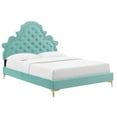 thumbnail image 2 of Modway Gwyneth Tufted Performance Velvet Twin Platform Bed in Mint, 2 of 10