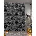 thumbnail image 2 of Halloween Black White Skulls Flowers Shower Curtain Set ，Waterproof Fabric Shower Curtains Shower Curtains for Bathroom,Bathroom Decor 36"x72", 2 of 6
