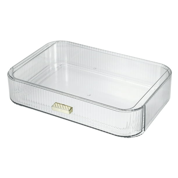 Cajones organizadores de maquillaje apilables, cajones organizadores de cosméticos translúcidos, cajones organizadores de maquillaje para almacenamiento de tocador de baño, cajón de maquillaje para encimeras de tocador, transparente Unique Bargains vitrinas cosméticas