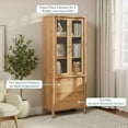 thumbnail image 6 of Penelope Modern Fluted Glass Bookshelf Cabinet with Drawers, English Oak, 6 of 15