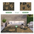 thumbnail image 3 of KUETH 9'x 12' Outdoor Rug Plastic Waterproof Outside Foldable Flower Mat UV Resistant Patio RV Deck Carpet,Black Brown, 3 of 6