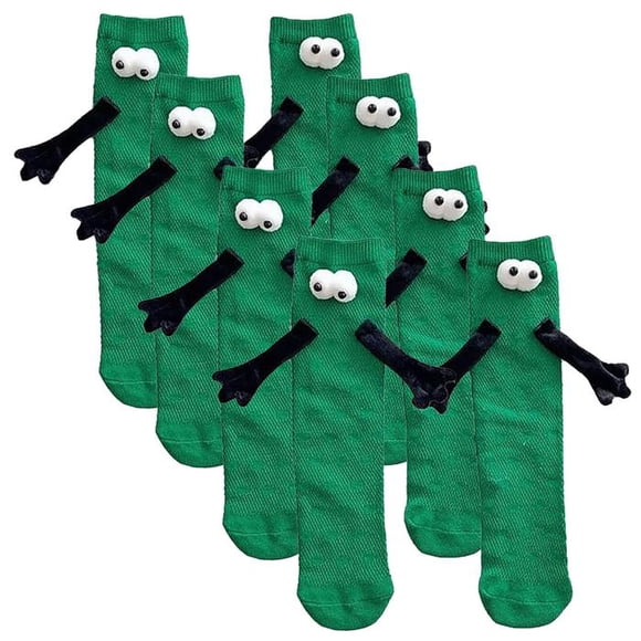 Calcetón de Parejas MagSoxGreen 4Pares Verde 5-9.5US Animados Calcetines Tubo Medio Magnéticos Poliéster.