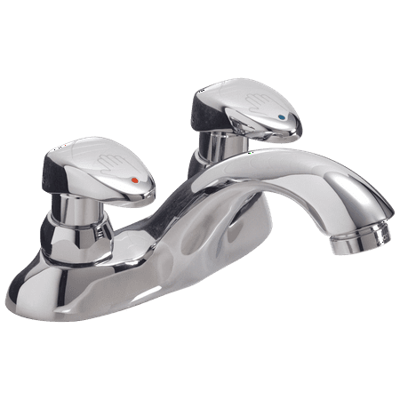 Commercial Commercial Two Handle Metering Slow-Close Bathroom Faucet in Chrome 86T1153