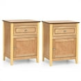 thumbnail image 1 of Costway 2PCS Nightstand Drawer Accent Side End Table Storage Cabinet Natural, 1 of 10