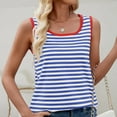 thumbnail image 5 of GERsome Women's Tank Tops Sleeveless Square Neck Loose Fit Basic Tee Casual Striped Summer T-Shirt Curved Hem S-2XL, 5 of 9