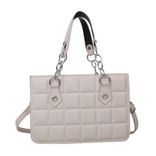Bolso de mano para mujer, bolso de mano de piel sintética, bolso de mano para mujer, bandolera (blanco) Sywqhk Para Estrenar