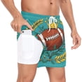 thumbnail image 2 of joogoo Men's Football with Wheat Swim Trunks with Liner Pocket Beach Shorts X-Large, 2 of 9