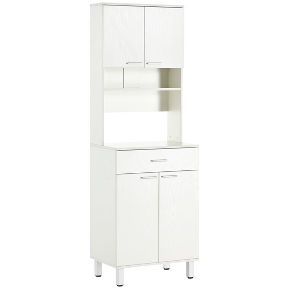 HOMCOM 71" Kitchen Pantry, Buffet with Hutch, Microwave Stand with Cabinet