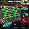 Storage Rack Magnetic Labels Green Metal Embossed Magnetic Tool Box Labels, 12 Pack for Tool ...