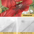 thumbnail image 5 of No Hook Shower Curtain with Snap in Liner, Welcome Words Red Flower Waterproof Fabric Bathroom Curtain Mesh Top Window, Retro Floral on Green Shower Curtains 72x84in, 5 of 9