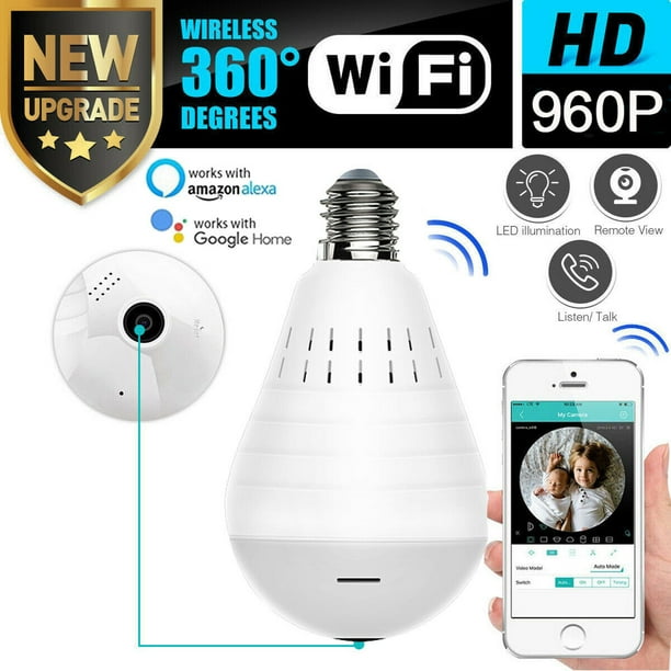 360° Panoramic View Wifi IP Bulb Camera with FishEye Lens 360 Degree 3D