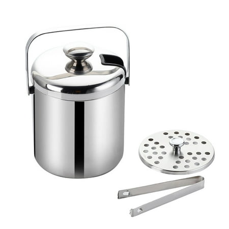 

ADVEN Ice Bucket Stainless Steel Double Walled Ice Bucket with Lid and Ice Tongs for Parties Bar Gatherings