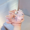 thumbnail image 3 of Toddler Girls Fisherman Sandals Butterfly Rhinestone T-Strap Closed Toe Flat Shoes Lightweight Adjustable Beach Shoes Pink 11 Little Kid, 3 of 8