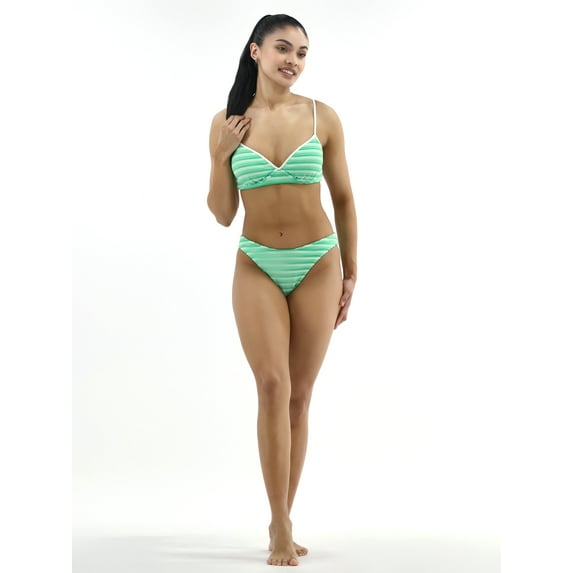 No Boundaries Women's and Women's Plus Terry Stripe Underwire Swim Top, Sizes XXS-XXL