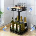 thumbnail image 3 of Estación de trabajo versátil para salón, especiero Lazy Susan adaptado para herramientas de salón, diseño giratorio de 360 grados, marco de metal que garantiza la estabilidad, estructura de 2 niveles, 3 of 5