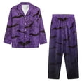 thumbnail image 5 of Garronmavis Christmas Women's Pajama Set Long Sleeve Button Down Shirt & Pants V-Neck Cozy Sleepwear 2 Piece Lounge Set Xmas Clothes, Blue, 5 of 7
