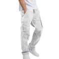 thumbnail image 1 of XDZJLR Mens Casual Pants Fashion Solid Color Cargo Jacquard Long Straight with Multiple Pocket Drawstring Pant, 1 of 4