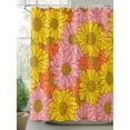 thumbnail image 2 of Shower Curtains Floral Bath Curtain Yellow Pink Orange Waterproof Bathroom Shower Curtain Set with Hooks Decoration 72 x 84 Inches, 2 of 7