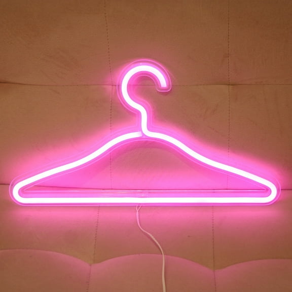 Dengmore 2pcs Neon Clothes Hanger Display LED Light Up Decor Light Wall Wardrobe Bedroom White