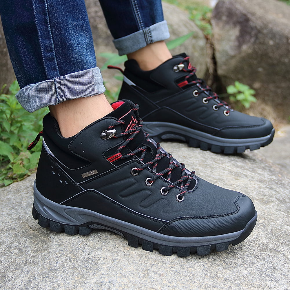Mens Waterproof Hiking Boot Outdoor Anti-Slip Shoes, Black 11