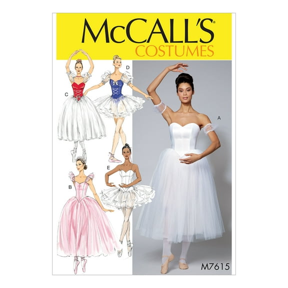 McCall's Sewing Pattern Misses' Ballet Costumes with Fitted, Boned Bodice and Skirt -6-8-10-12-14