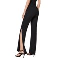 thumbnail image 3 of Lovito Sexy Plain Elastic Waist Split Flare Pants, 3 of 5