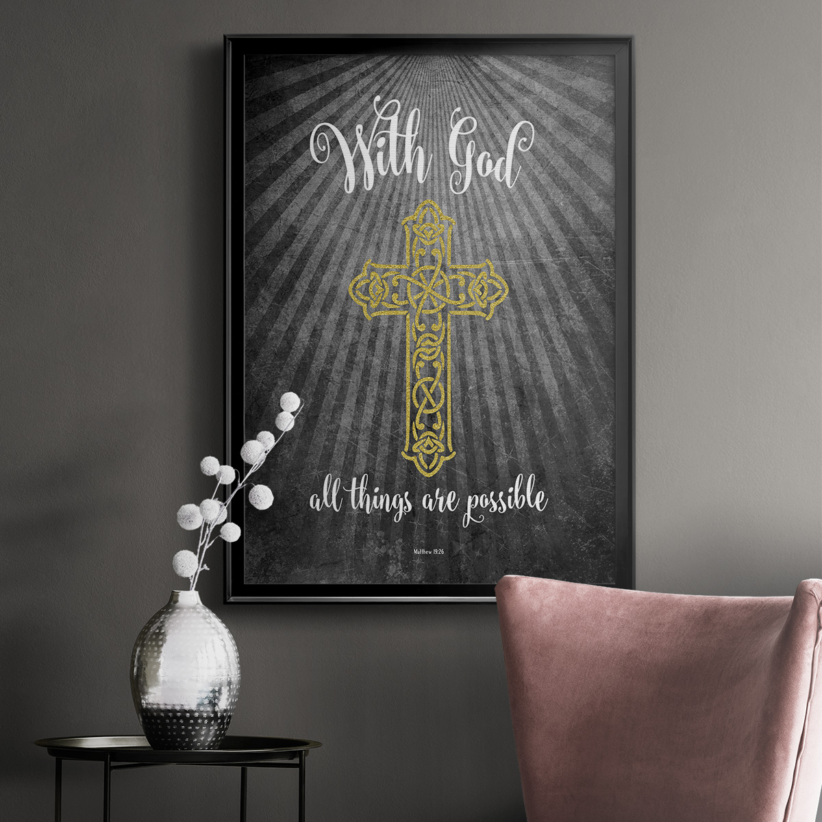 With God Gold Premium Classic Framed Print - Ready to Hang