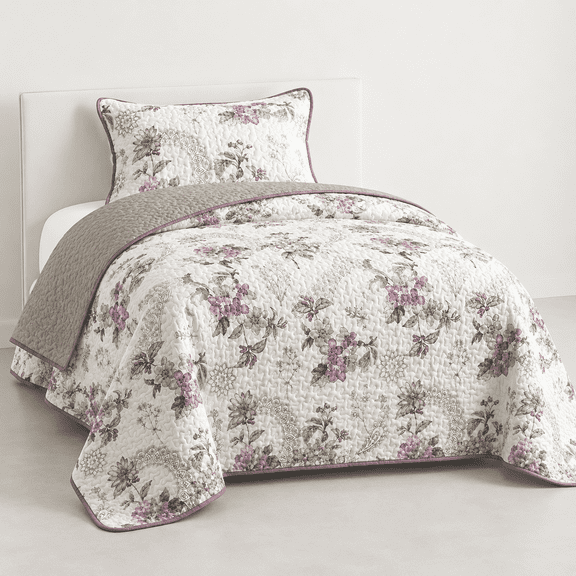 2 Pieces Quilt Set Size Beige Flreversible Bedspread Coverlet Softfiber Lightweight Bed Cover For (68" X 86" 1 Quilt  1ow Sham)