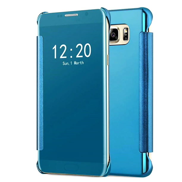 eiland ijzer inleveren Samsung Galaxy S7 Edge Mirror View Clear Slim Flip Case Cover Blue -  Walmart.com