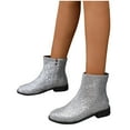 thumbnail image 5 of Tao Tao Women Ankle Boots Low Heel Sparkly Glitter Booties Ladies Round Toe Sequins Fine Glitter Casual Heel Low Ankle Boots Short Boots,Snow Boots Silver 43, 5 of 5