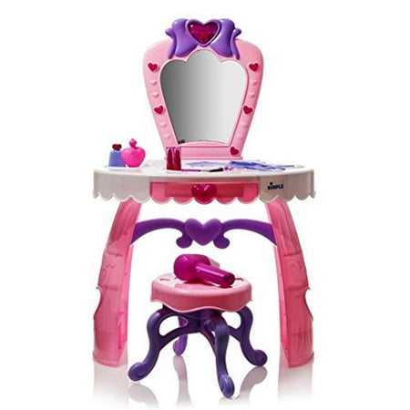 Dimple Dream Dresser, Pink & White Toy Vanity Set with Flashing Lights, Music & Assorted Accessories