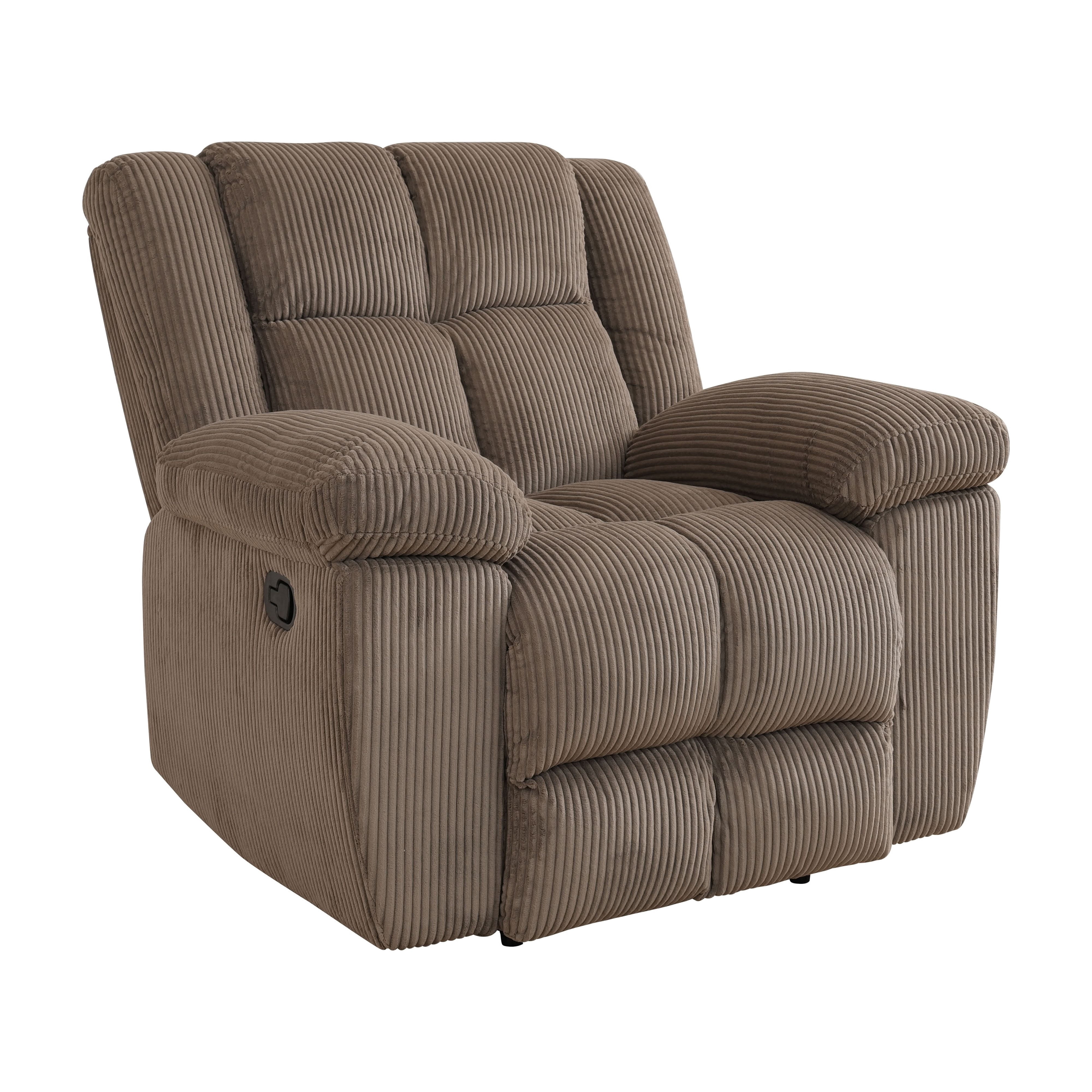 MAYEERTY Single Manual Recliner Chair, Brown Stripe Fabric Reclining Chair for Living Room, Bedroom & Small Spaces