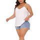 thumbnail image 4 of FAB CURVES Camiseta sin mangas de mujer en talla grande con escote en V, tirantes de espagueti, diseño de ojales, casual de verano 4X blanca, 4 of 6