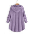 thumbnail image 3 of Womens Cute Fuzzy Fleece Hoodies Plus Size Long Sleeve Button down Jackets Fall Winter Warm Outerwear New Fall Jackets for Women Plus Size Purple 4XL, 3 of 4