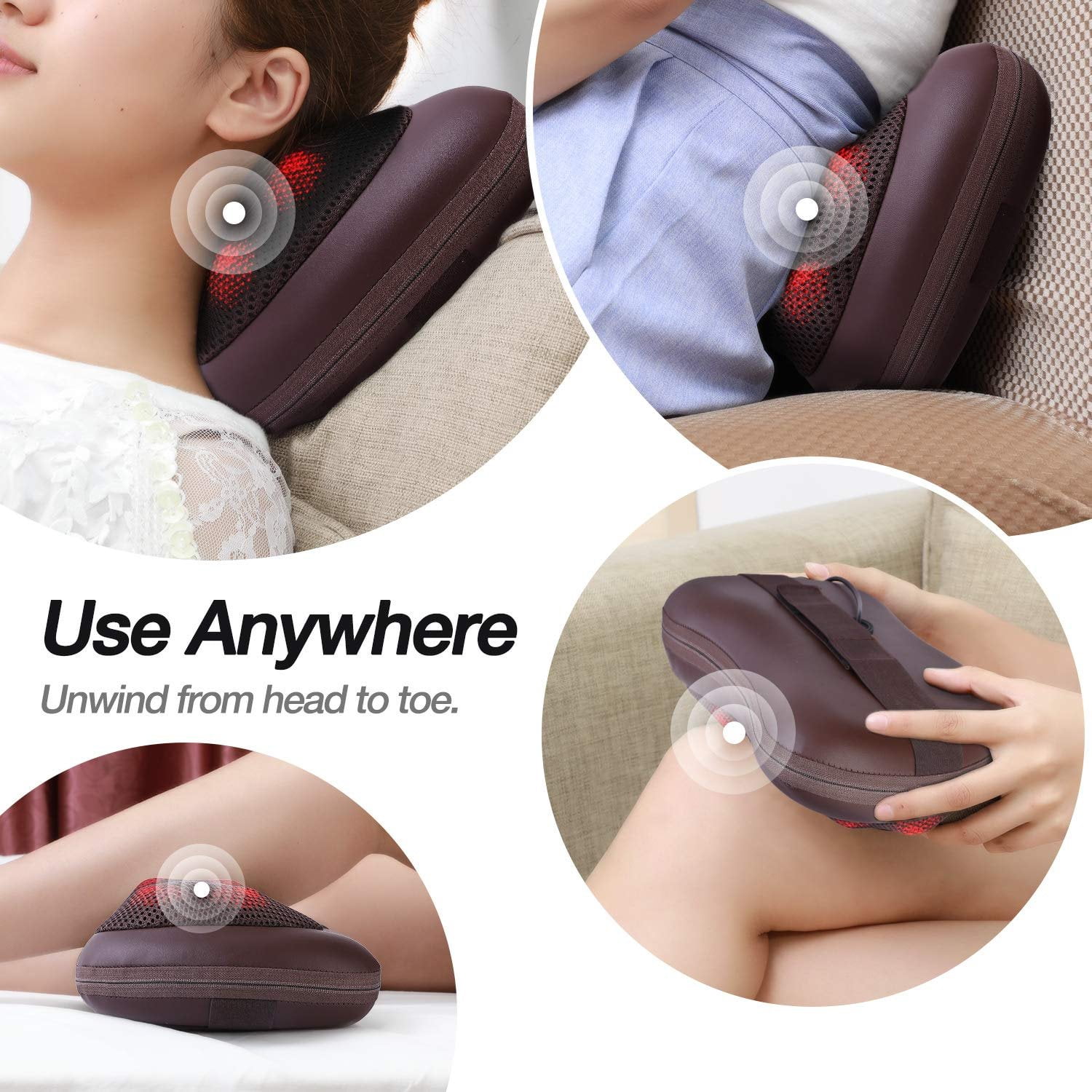 Ikristin Shiatsu Back and Neck Massager Ikristin Tissue Kneading Massage Pillow with Heat