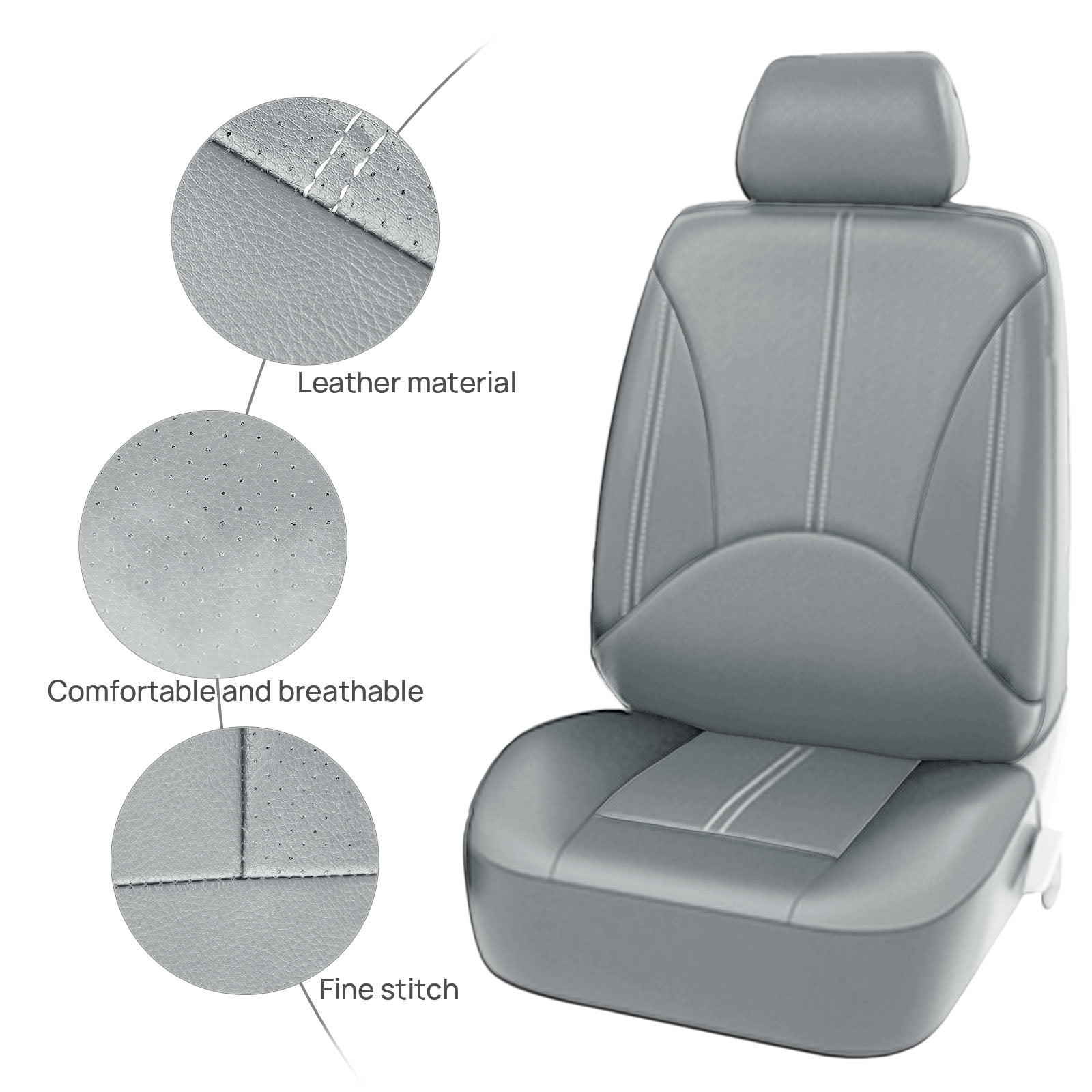 OTOEZ Universal PU Car Seat Cover Breathable 5 Seats Leather Full Set Waterproof Cushion for Sedan SUV Truck