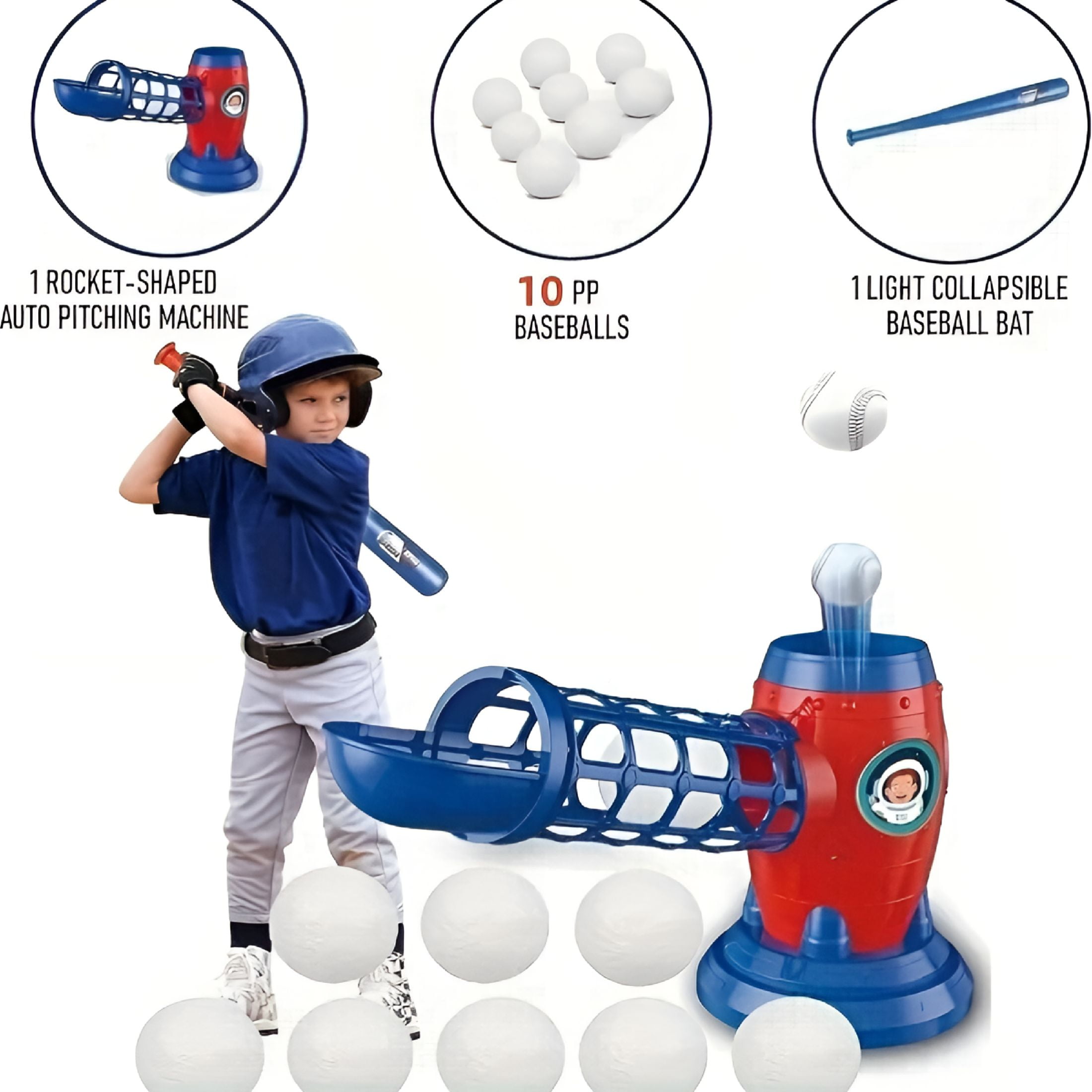 BESTSKY Youth Baseball Pitching | Automatic Pop-Up Trainer with Remote | Adjustable 3.9-4.3ft Height | Portable Batting Practice Set Includes 5 Balls