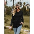 thumbnail image 2 of Chiclily Womens Long Sleeve Shirts Lightweight Pullover Sweaters Black Small Crew Neck Tunics Tops, 2 of 6