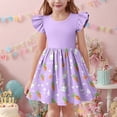 thumbnail image 3 of EGNMCR Robe à Manches Courtes à Col Rond Robe à Manches Volantées Imprimée pour Enfants Robe à Col Rond Taille Moyenne Robe de Printemps et d'Été pour Enfants Robe en Polyester pour Fille, 3 of 5
