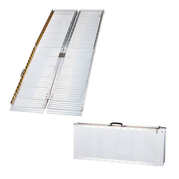 6ft Multi-Folding Aluminum Wheelchair Loading Ramp - 600lb Capacity, Portable & Foldable for Scooters - Silver