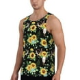 thumbnail image 2 of Easygdp Sunflower Skull Boho Men's Tank Top, Sleeveless Muscle T Shirts, Breathable, Quick-Dry, Loose for Gym, Running, Fitness - Medium, 2 of 9