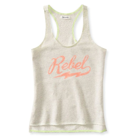 Aeropostale Womens Rebel French Terry Tank Top, Grey, X-Large