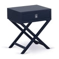 thumbnail image 3 of East West Furniture FN11F-1HA15 2-Pc Fannin Full Size Bedroom Set with 1 Wood Bed Frame and a Mid Century Modern Nightstand - Denim Blue Linen Fabric, 3 of 8