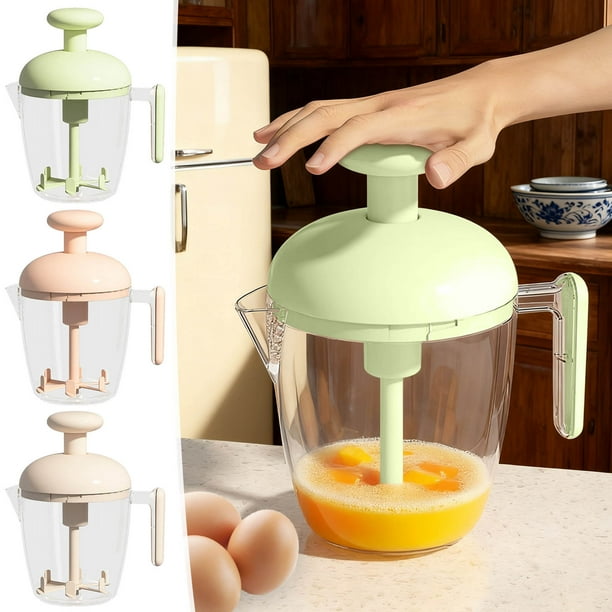 Batidor manual y copa de colador | Batidora de mano multifunción ABS PET | Diseño de prensa y rotación para facilitar la mezcla, separación de yemas | Herramienta de cocina duradera y fácil de