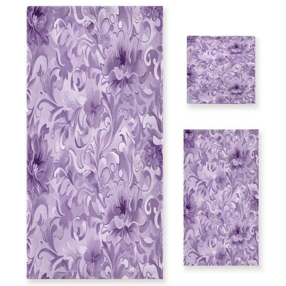 Three-Piece Towel Set Face Towel Towel Set Hand Towel Bath Towel Cotton Bath Towels Bath Towel Sets Hand Bath Towels Purple Flower