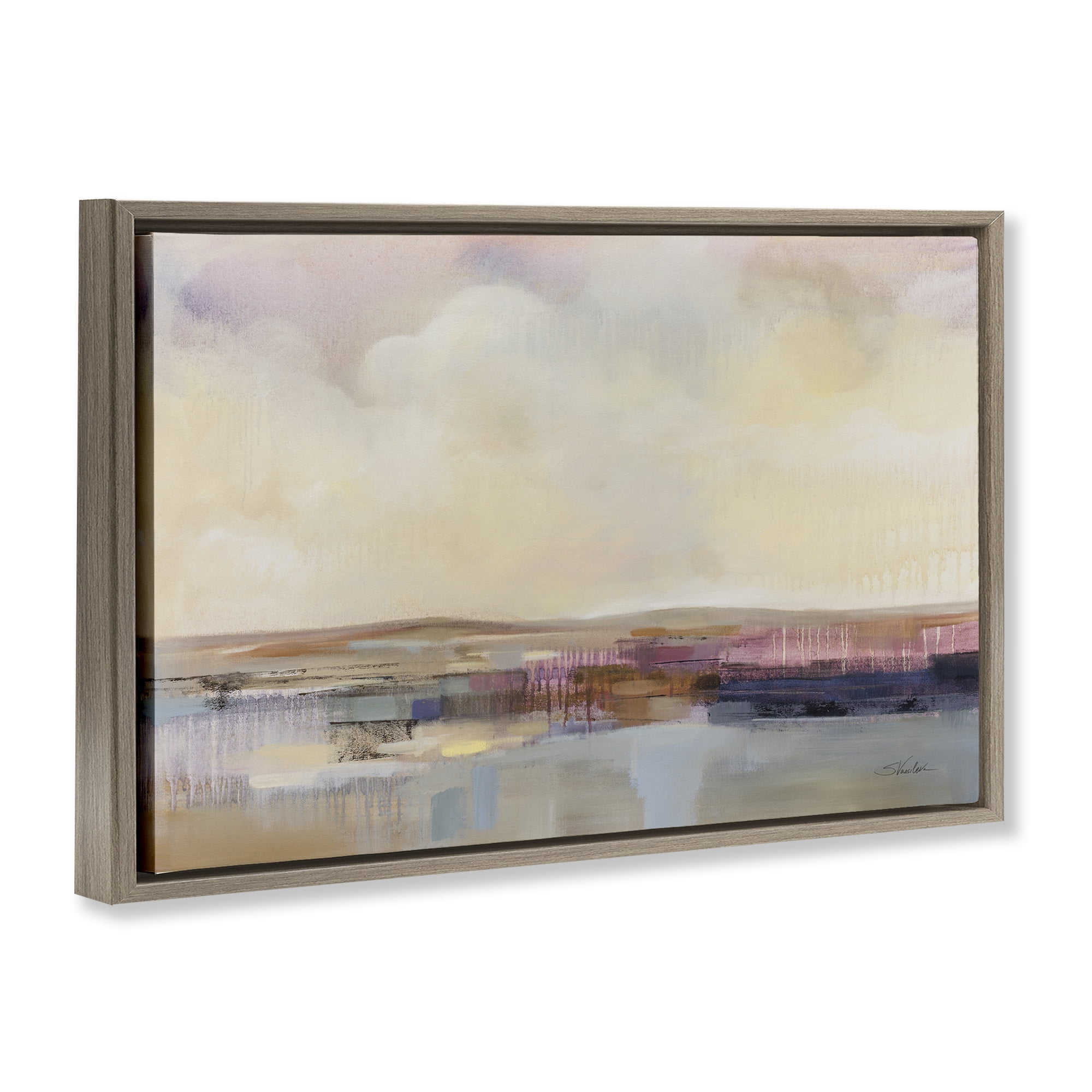 Stupell Industries Billowing Clouds Abstraction Landscape & Nature Painting Brown Floater Framed Canvas Art Print Wall Art, 31 x 21
