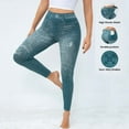 thumbnail image 2 of QATAINLAV Womens Trendy Denim Print Leggings Fake Jeans Seamless Full Length Tights Casual High Waist Jeggings Workout Sport Yoga Pants with Pocket Sky Blue XL Weekly Prime, 2 of 10