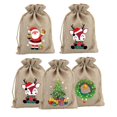thumbnail image 4 of Bolsas de regalo de Navidad con Material de yute para Papá Noel, bolsitas de tela de 10cm x 14cm, 50 unidades por lote, novedad de 2023, 4 of 4